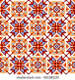 Geometric seamless pattern in ethnic style. The traditional structure of tribal folk forms.