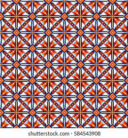 Geometric seamless pattern in ethnic style. The traditional structure of tribal folk forms.