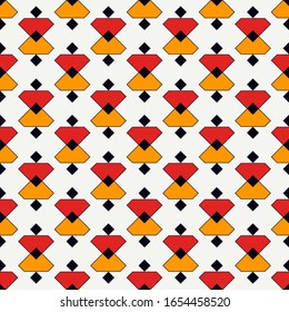 Geometric seamless pattern. Ethnic, tribal suface print. Hourglass motif ornament. Repeated triangular shapes background. Simple geo ornamental wallpaper. Vector abstract digital paper