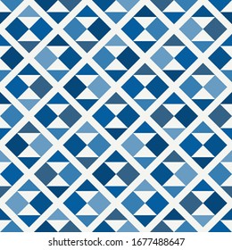 Geometric seamless pattern. Ethnic, tribal suface print. Diamond grid motif ornament. Repeate hourglass, triangle shapes background. Simple geo ornamental wallpaper. Vector abstract digital paper