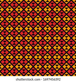 Geometric seamless pattern. Ethnic, tribal suface print. Diamond grid motif ornament. Repeate hourglass, triangle shapes background. Simple geo ornamental wallpaper. Vector abstract digital paper