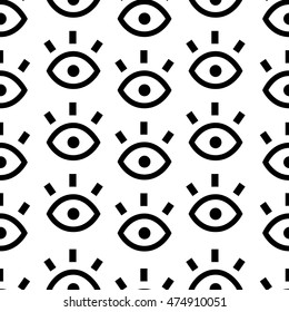 Geometric seamless pattern with eyes. Hipster modern print.