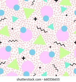 Geometric seamless pattern for fashion and wallpaper. Memphis trendy style. Vector illustration