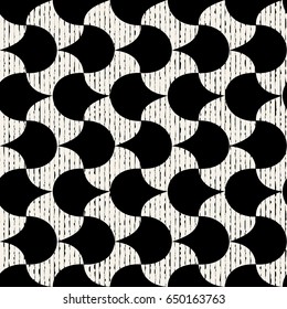 Geometric seamless pattern with figures of semicircles.Modern stylish texture.Black and white