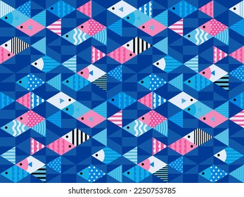 
Geometric seamless pattern of fish