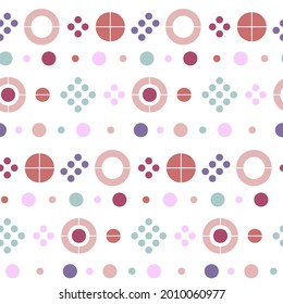 Geometrisches nahtloses Muster. Flacher künstlerischer Kreis wiederholbarer Hintergrund mit Punkten. Farbige, stylische Illustration für Hintergründe, Textilien, Tapisserien.