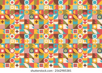 Geometric seamless pattern in flat style. Geometric bright background. 