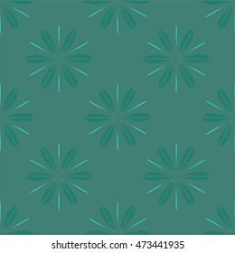 Geometric seamless pattern with fractal flower grey and deep cyan colors