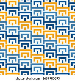 Geometric seamless pattern. Geo surface print. Repeated arcs, brackets motif. Oriental ornamental background. Ancient mosaic wallpaper. Ethnic, tribal ornament. Vector artistic abstract backdrop