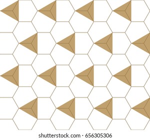 Geometric seamless pattern. Gold background vector. Hexagon texture.