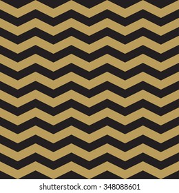 Geometric seamless pattern with gold and black lines. Vector zig zag stripes.
