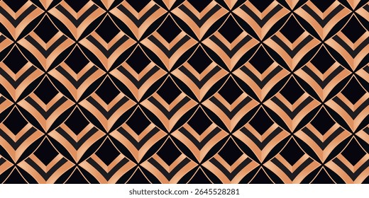 Padrão geométrico sem emenda com elementos dourados e coloridos. Fundo de luxo. Detalhe de papel de parede ornamental do mosaico. Apresentação de convites Art Deco Design. Ilustração vetorial.