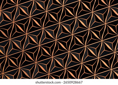 Padrão geométrico sem emenda com elementos dourados e coloridos. Fundo de luxo. Detalhe de papel de parede ornamental do mosaico. Apresentação de convites Art Deco Design. Ilustração vetorial.