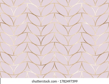 Patrón geométrico sin soldadura con hojas decorativas de oro.