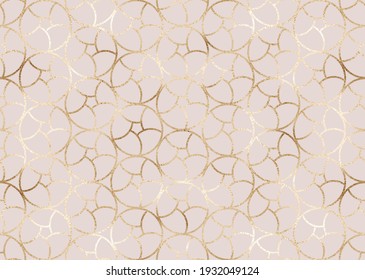 Geometric seamless pattern with  gold decorative circle tiles.