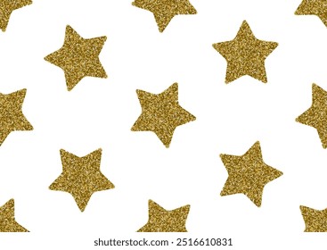 Patrón geométrico sin fisuras con estrellas con textura dorada. Ilustración vectorial eps10
