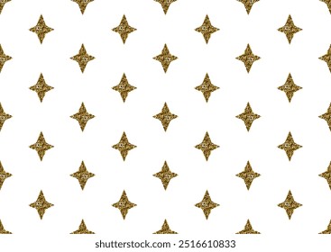 Geometric seamless pattern with gold glitter textured stars. Vector illustration eps10
