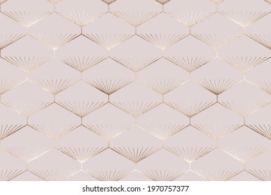 Geometric seamless pattern with gold hexagon shape.