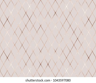 Geometric seamless pattern with gold rhombus tiles and golden glitter texture. 