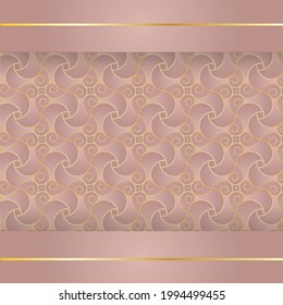 Geometric seamless pattern with gold spiral tiles. Luxury vector design.