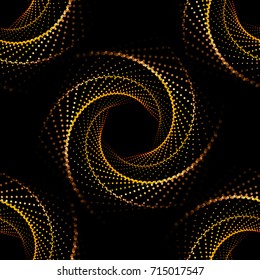 Geometric Seamless Pattern of Gold Spiral Dots. Modern Vector illustration without Transparency. 