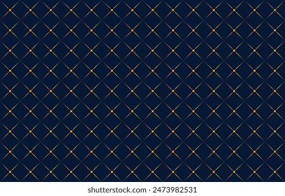 Patrón geométrico sin fisuras de estrellas de oro sobre fondo azul oscuro. Diseño de la Ilustración vectorial para el fondo, Fondo de pantalla, textil, impresión, envoltura, tela, ropa, diseño art deco 