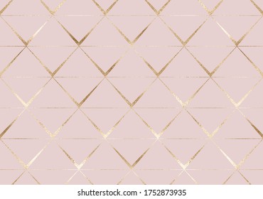 Geometric seamless pattern with gold triangle tile.