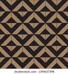 Geometric seamless pattern. Golden and black colors holiday collection. Merry Christmas and Happy New year. Abstract textured background design. Modern elegant wallpaper. Vector illustration.