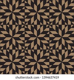 Geometric seamless pattern. Golden and black colors holiday collection. Merry Christmas and Happy New year. Abstract textured background design. Modern elegant wallpaper. Vector illustration.