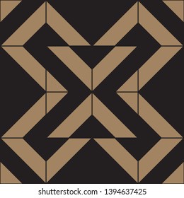Geometric seamless pattern. Golden and black colors holiday collection. Merry Christmas and Happy New year. Abstract textured background design. Modern elegant wallpaper. Vector illustration.
