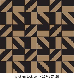 Geometric seamless pattern. Golden and black colors holiday collection. Merry Christmas and Happy New year. Abstract textured background design. Modern elegant wallpaper. Vector illustration.