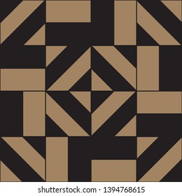 Geometric seamless pattern. Golden and black colors holiday collection. Merry Christmas and Happy New year. Abstract textured background design. Modern elegant wallpaper. Vector illustration.
