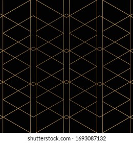 Geometric seamless pattern with golden and black colors. Vector illustration.