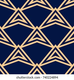 Geometric seamless pattern. Golden blue ornamental desihn for wallpapers, fabrics and textile