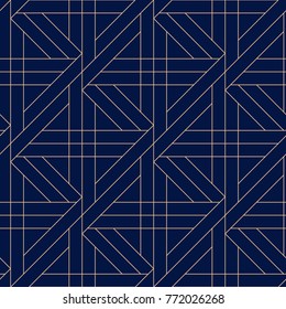 Geometric seamless pattern. Golden blue ornamental desihn for wallpapers, fabrics and textile