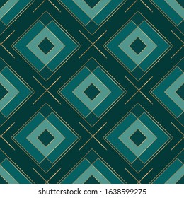 Geometric seamless pattern with golden and green colors.
