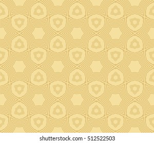 Geometric seamless pattern. Golden line, shape. Yellow background. Vector illustration. For the interior design, wallpaper, decoration print, fill page