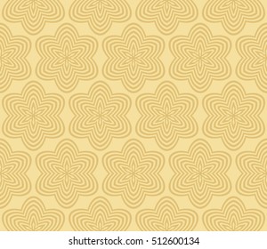 Geometric seamless pattern. Golden line, shape. Yellow background. Vector illustration. For the interior design, wallpaper, decoration print, fill page