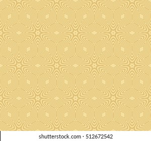 Geometric seamless pattern. Golden line, shape. Yellow background. Vector illustration. For the interior design, wallpaper, decoration print, fill page