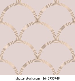 patrón geométrico transparente dorado sobre fondo rosa. De estilo Art Déco. Fondo vectorial.