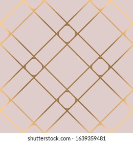 Geometric seamless pattern with golden and pink. Art deco style.