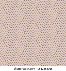 Geometric seamless pattern with golden and pink colors. Art deco style.