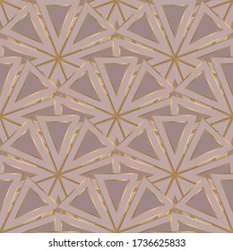 Geometric seamless pattern with golden and pink elements. Vintage background. Vector illustration. 