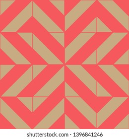 Geometric seamless pattern. Golden and red colors holiday collection. Merry Christmas and Happy New year. Abstract textured background design. Modern elegant wallpaper. Vector illustration.