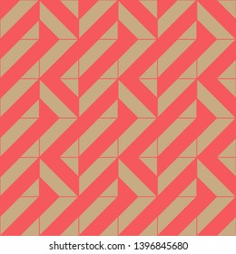 Geometric seamless pattern. Golden and red colors holiday collection. Merry Christmas and Happy New year. Abstract textured background design. Modern elegant wallpaper. Vector illustration.