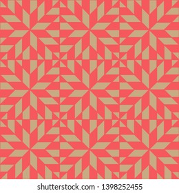 Geometric seamless pattern. Golden and red colors holiday collection. Merry Christmas and Happy New year. Abstract textured background design. Modern elegant wallpaper. Vector illustration.