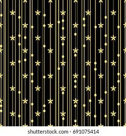 geometric seamless pattern with golden stripes and dot, vector illustration