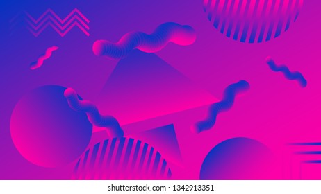 Geometric seamless pattern with gradient shapes. Zine culture abstract background wallpaper. Retrowave. Vector illustration