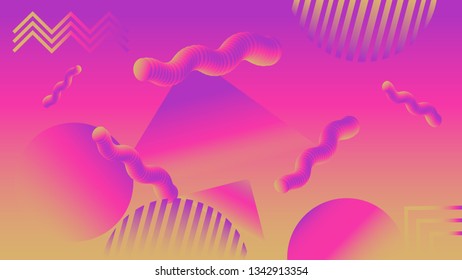 Geometric seamless pattern with gradient shapes. Zine culture abstract background wallpaper. Retrowave. Vector illustration