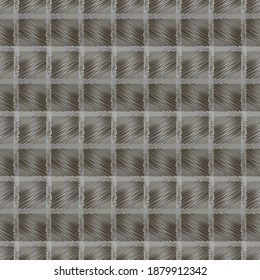 Geometric seamless pattern in gray and black color with  mesh effect of intersecting thin lines.  For printing on covers, fabrics, packaging, wallpaper, textiles.